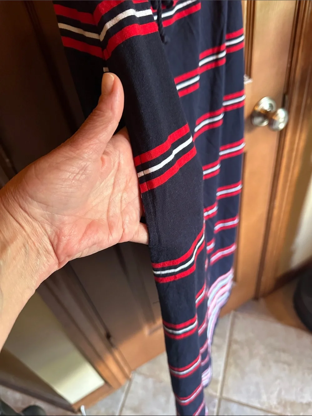 Tommy Hilfiger Strapless Navy/Red/White Stripe Maxi Dress, size Large - Picture 4 of 7